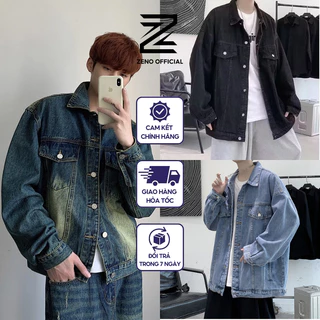 Áo Khoác jean nam nữ Unisex, áo khoác bò basic form rộng chất liệu jean dày dặn