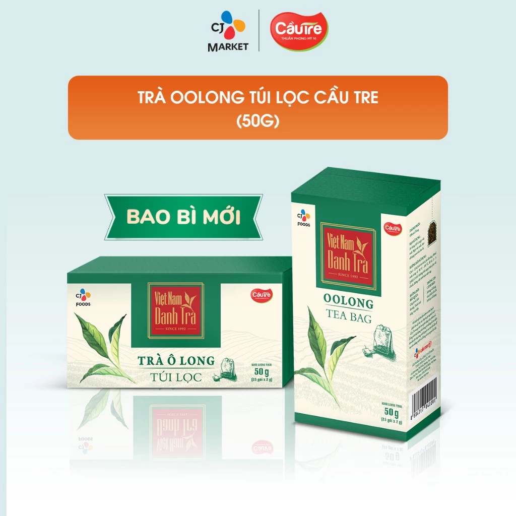 [Lô mới] Trà Oolong Túi Lọc Cầu Tre - 1 hộp (25 gói) hoặc 3 hộp (75 gói) (Trà túi lọc o long/ô long thưởng thức-pha chế)