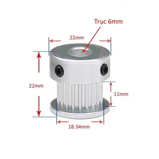 Puly 3M 20 Răng Bản Rộng Đai 11mm Trục 5mm, 6mm, 8mm, 10mm