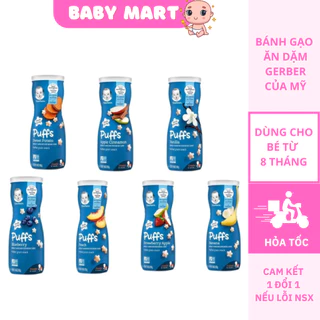 Bánh ăn dặm Gerber cho bé của Mỹ, Bánh gạo ăn dặm hữu cơ cho bé 8 tháng, Baby Mart