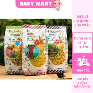 Mì nui rau củ hữu cơ cho bé ăn dặm hình chữ Bio Junior cho bé từ 6 tháng, Baby Mart