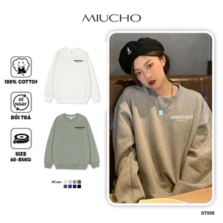 Áo sweater nữ form rộng ST008 Miucho vải chân cua in basic