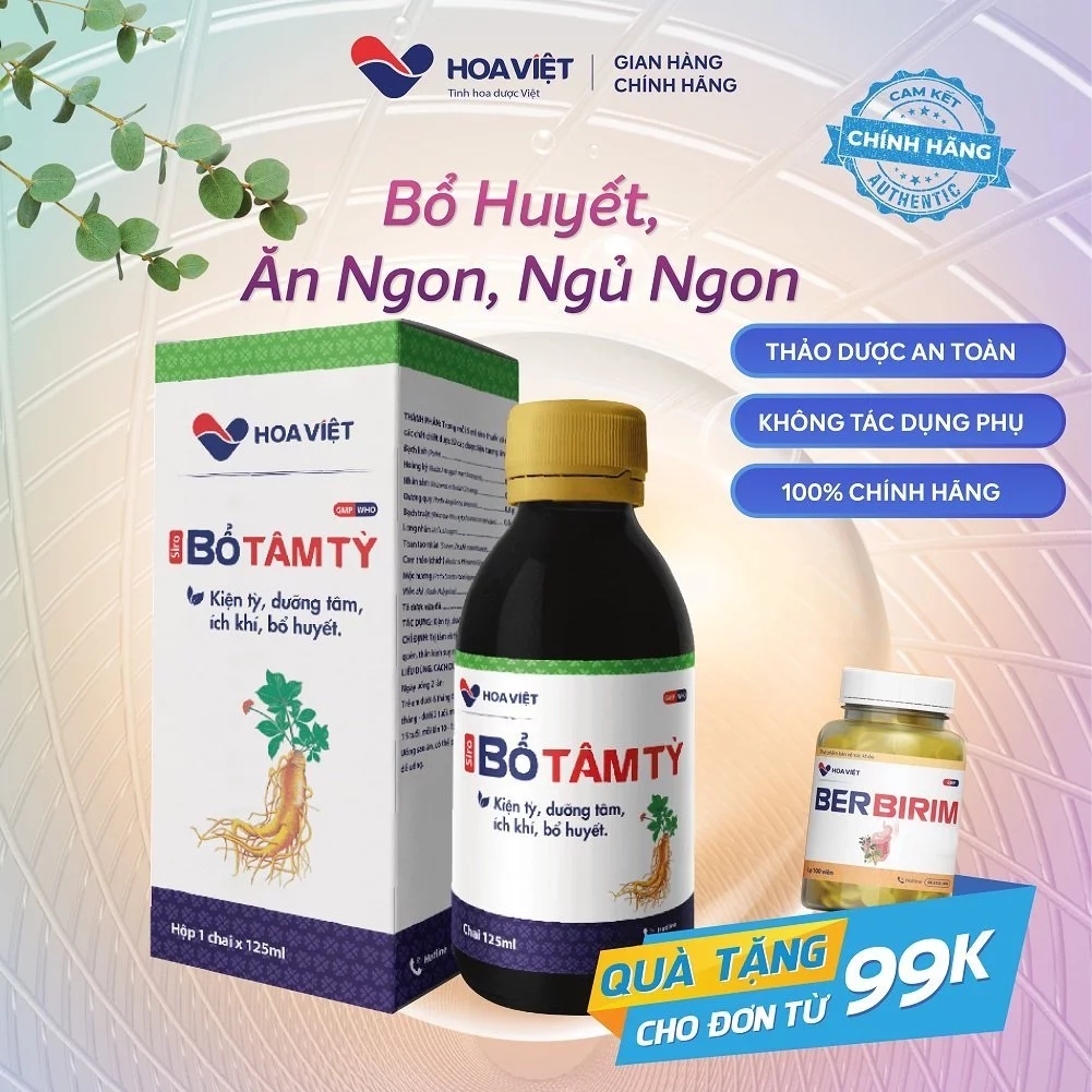 Siro Bổ Tâm Tỳ Hoa Việt Giải pháp cho bé biếng ăn, ngủ kém Lọ 125ml