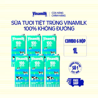 Combo 6 hộp Sữa tươi tiệt trùng Vinamilk 100% không đường - Hộp 1L
