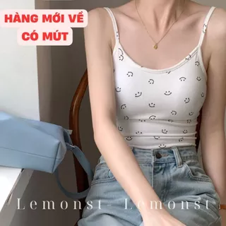 Áo Hai Dây Hình Mặt Cười Có Đệm Ngực Mẫu Mới Mùa Hè Lemonst