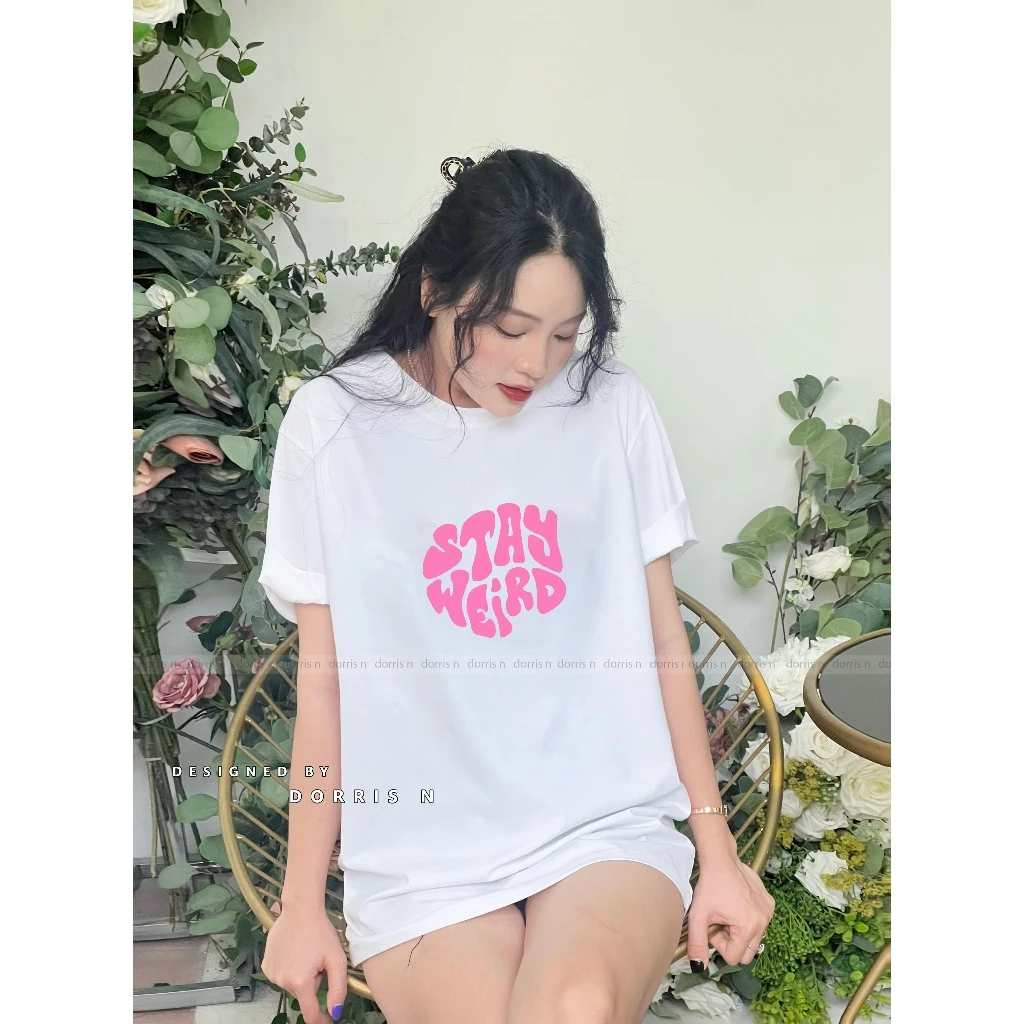 Áo thun nữ STAYWEIRD chất liệu cotton 100% form rộng co giãn 4 chiều kiểu dáng basic