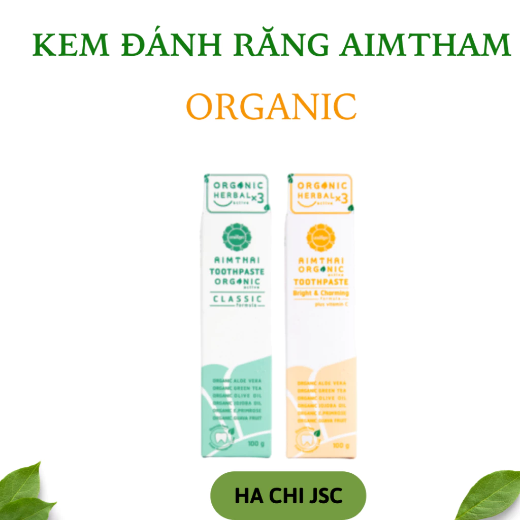 AIMTHAI - Kem đánh răng Organic - Kem đánh trăng hữu cơ trằng răng Thái Lan 100% thiên nhiên HACHi JSC