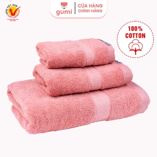 Khăn tắm, khăn mặt cotton cao cấp Gumi sợi vải mềm, thấm hút tốt có nhiều màu sắc đa dạng