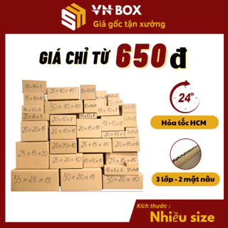 Combo 10 Hộp carton đóng gói hàng nhiều kích thước giá rẻ gói hàng size NHỎ đựng phụ kiện mỹ phẩm gói quà - VN BOX HCM