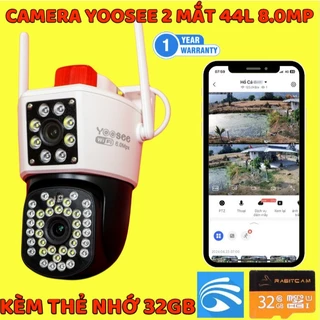 Camera Yoosee 2 MẮT/3 MẮT 8MP xem 2 màn hình CÙNG LÚC, chất liệu chống nước bển bỉ, xoay 360 độ, xem đêm có màu rõ nét