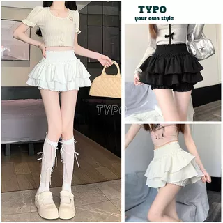 Chân váy nữ 2 tầng xếp ly dáng ngắn lưng cao bản chun to hai lớp hottrend douyin hàng quảng châu loại 1 - TYPO