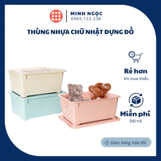 Thùng nhựa chữ nhật đựng đồ có bánh xe Việt Nhật, thùng nhựa đồ chơi 5328 (54x38x24cm)