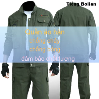 Quần áo làm việc chống bỏng của thợ hàn bông Bộ đồ xây dựng mùa xuân và mùa thu Bộ đồ công trường xây dựng chống mài mòn