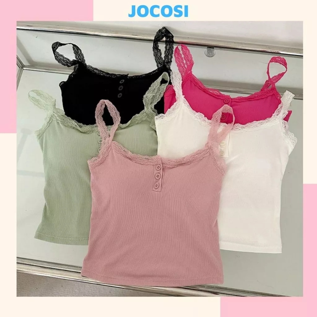 Áo bra cotton nữ không gọng hai dây phối ren xinh xắn sang trọng đệm mút mỏng nâng ngực JOCOSI B06