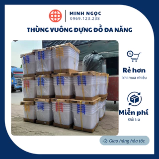 Thùng Vuông Đựng Đồ Đa Năng Có Bánh Xe Việt Nhật 75Lit, thùng đựng đồ chơi có bánh xe 5335