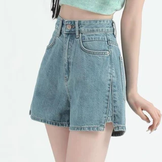 Quần Short Jeans Nữ , Quần Đùi Nữ Xẻ Gấu Màu Xanh Chất Liệu Bền Đẹp L006