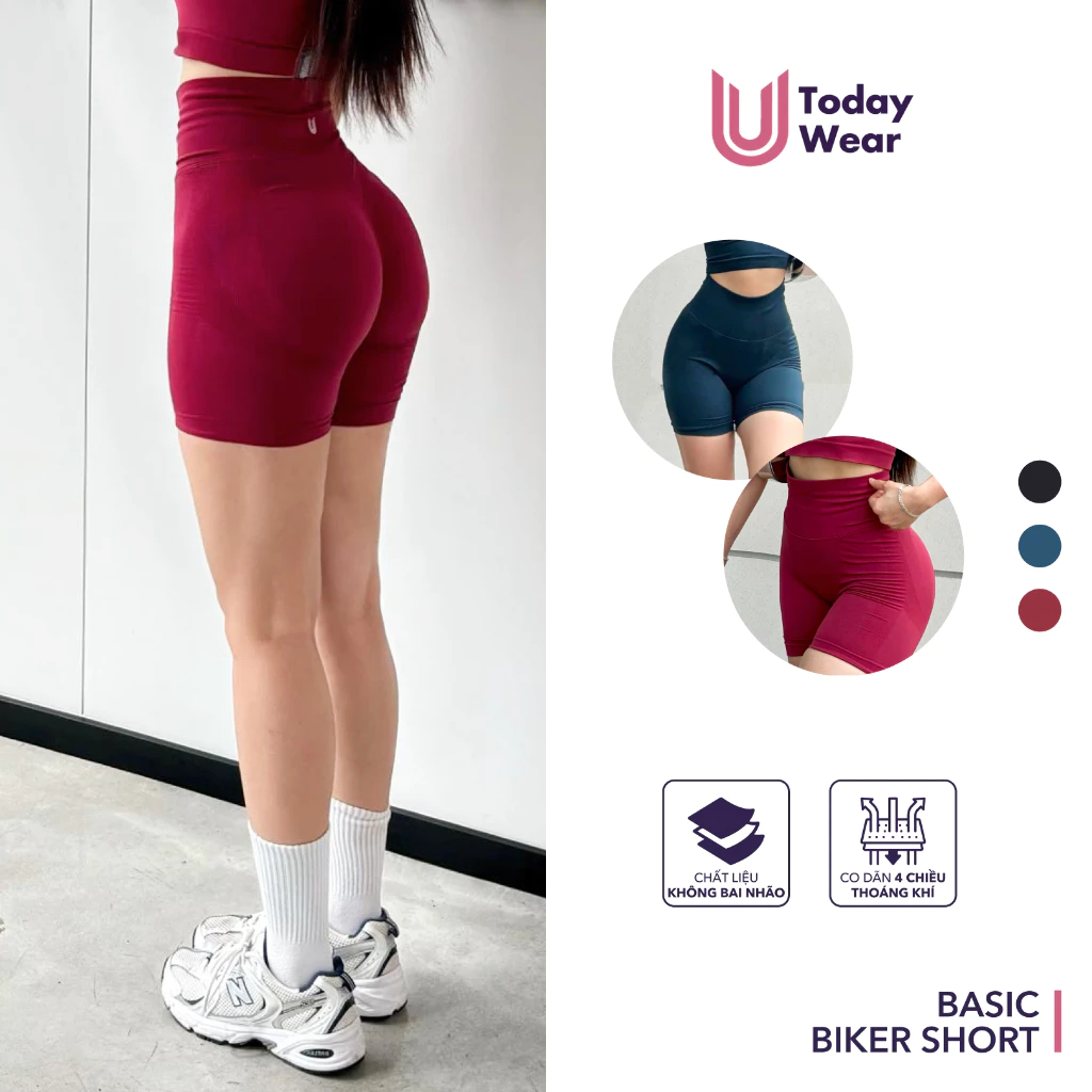 Quần tập thể thao Basic Biker Short tập luyện gym thể thao yoga Today U Wear