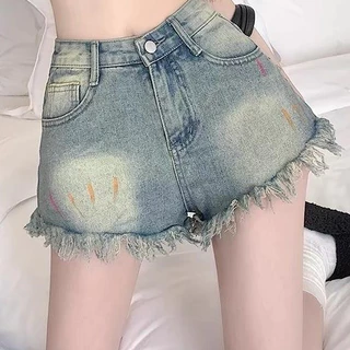 Quần Short Jeans Nữ , Quần Đùi Nữ Chất Liệu Jeans Phối Vẩy Sơn Tua Rua Cực Xinh Kute L26