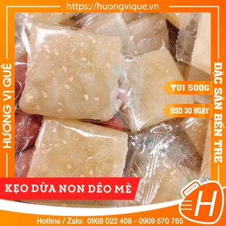 Kẹo Dừa Non Dẻo Mè - Túi Zip 500g - Đặc Sản Bến Tre