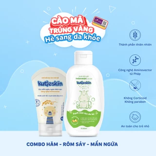 Combo Nước tắm gội thảo dược Kutieskin 200ml và Kem bôi dịu da cho bé Kutieskin 30g - STK01, KKD01