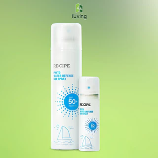 Xịt Chống Nắng Body Mặt RECIPE SPF50+ PA++++ Chống Nước, Không Trôi Recipe Phyto Water Defense Sun Spray 180ml và 50ml