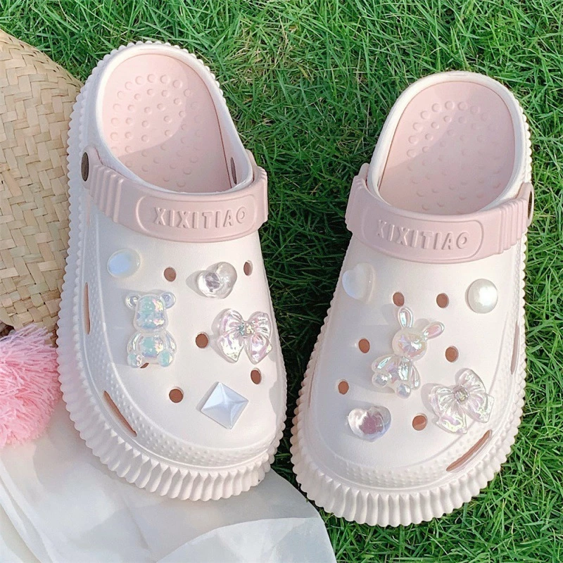 [Tặng sticker] Dép sục nữ thoáng khí dép nữ siêu nhẹ chất liệu nhựa chống trơn trượt đế độn 4cm