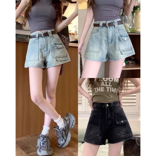 Quần ngố sooc bò jean nữ short jeans cạp cao hàng Quảng Châu phong cách Hàn Quốc sành điệu