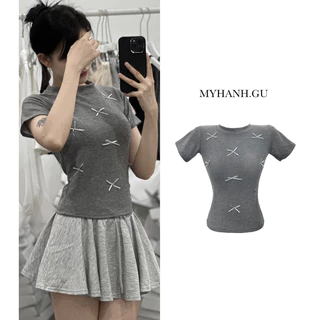 Áo babytee cổ tròn tay ngắn đíng nơ nhỏ ( 0A16)- MYHANH.GU