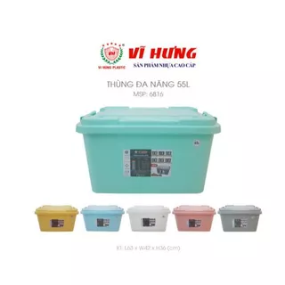 Hỏa Tốc- Combo 5 Thùng đa năng 55L nhựa Vĩ Hưng cao cấp