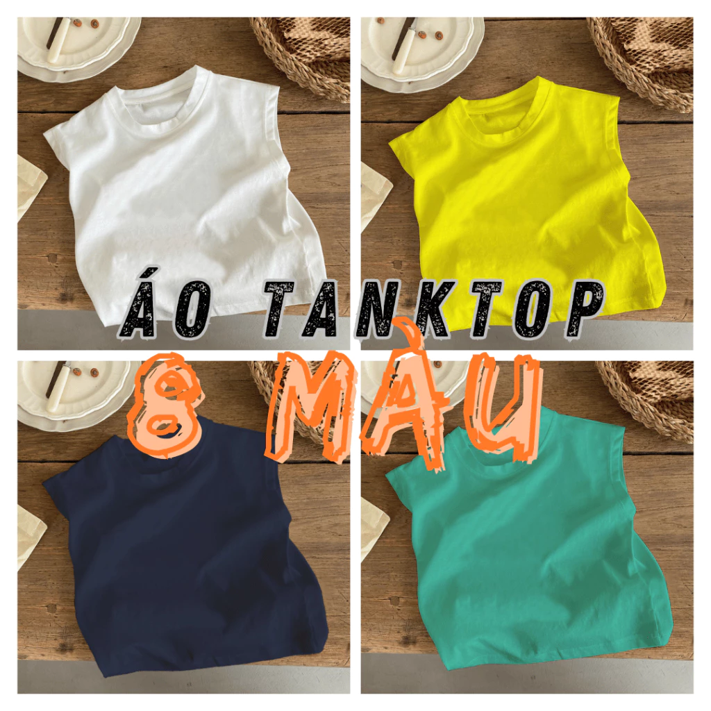 Áo thun trẻ em sát nách Elio trơn, áo thun sát nách trơn cho bé 7kg đến 30kg TANKTOP 8 MÀU