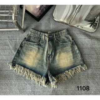 Quần short đùi jean nữ bigsize 55-85kg dáng chữ A trơn tua lai, quần sooc bò bigsize Ms1108