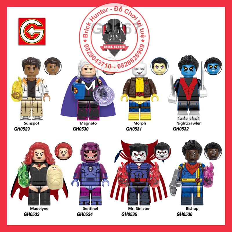 G0167 Marvel minifigures super heroes mô hình lắp ráp các nhân vật siêu anh hùng Sunspot Magneto Morph Nightcrawler