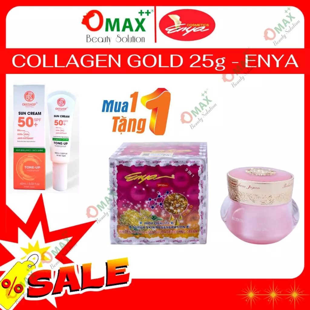 KEM ENYA VÀNG XOÁ THÂM NÁM - PHỤC HỒI DA 9 TRONG 1 - 25G - ENYA WHITENING COLLAGEN GOLD AGE-DEFYING CREAM