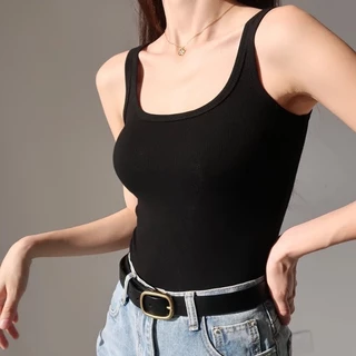 Áo hai dây cổ vuông ,áo hai dây croptop bản dây to không tay sát nách trơn màu chất thun tăm co giãn ôm dáng gợi cảm