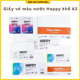 Giấy vẽ màu nước khổ A3 / Giấy HAPPY tập 10 tờ 300gsm