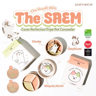 Che khuyết điểm The saem Cover Perfection Triple Pot Concealer 4,5g ( bản limited Cat 2024)