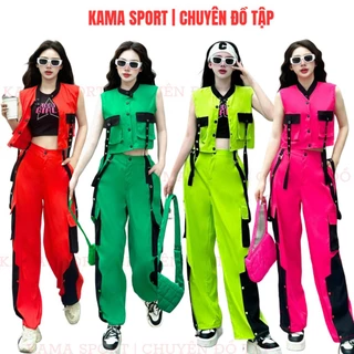 Bộ thể thao nữ GR1 gồm áo croptop và quần jogger chất kaki tập gym, zumba, aerobic, dân vũ đi tập đi chơi đều đẹp