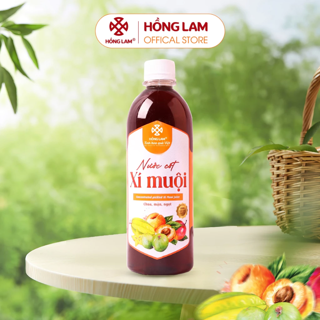 Nước cốt xí muội Hồng Lam chai (500ml). Có vị chua ngọt