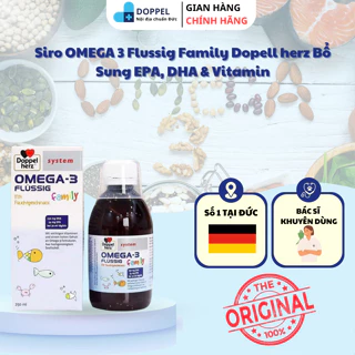 Siro OMEGA 3 Flussig Family Bổ Sung EPA, DHA & Vitamin Cho Trẻ Em hàng nhập khẩu Đức chính hãng lọ 250ml