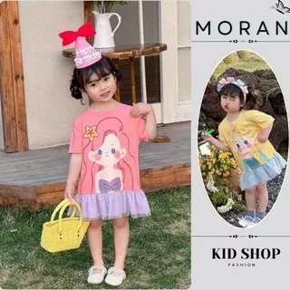 Váy bé gái,đầm bé gái váy họa tiết hình chibi dáng váy đuôi cá dính kèm ngọc dễ thương MOORANKID HCOM1575