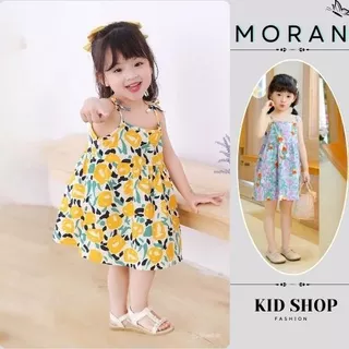 Váy  bé gái, đầm bé gái hoa nhí 2 dây dáng xòe chất cotton mền mịn thoáng mát đa dạng mẫu mã MORANKID hcom2146