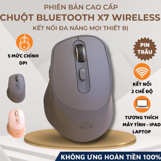 Chuột Không Dây Máy Tính Bluetooth X7 Wireless Pin Sạc Kết Nối 2 Chế Độ Cho Mọi Thiết Bị Máy Tính, Laptop