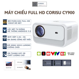 Máy Chiếu Mini Corisu CY900 Siêu Nét Full HD 1080, độ sáng cao, tích hợp loa kép, kết nối không dây - Bảo hành 12 tháng