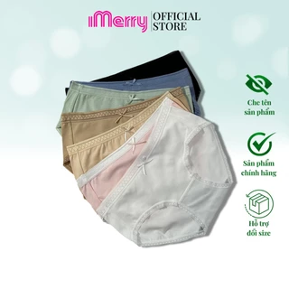 Combo6 quần lót cotton nữ iMERRY cạp cao kháng khuẩn,thun co giãn 4 chiều phối ren thoáng khí VQ093