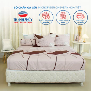 Bộ Chăn Ga Gối 4 món, 5 món - Microfiber Chevery Họa Tiết thoáng mát - Hoa Lá - THANH THUY