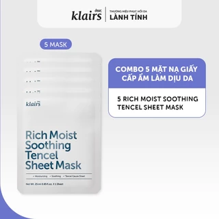 Combo 5 Mặt nạ giấy Dear Klairs Rich Moist Soothing Tencel Sheet Mask 25 ml