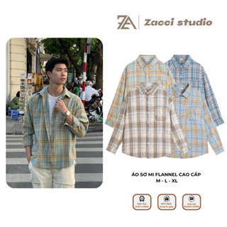 Áo Sơ Mi Flannel Dài Tay Kẻ Caro Nam Nữ ZACCI STUDIO, Sơ Mi Kẻ Caro Unisex Form Over Size - SM05