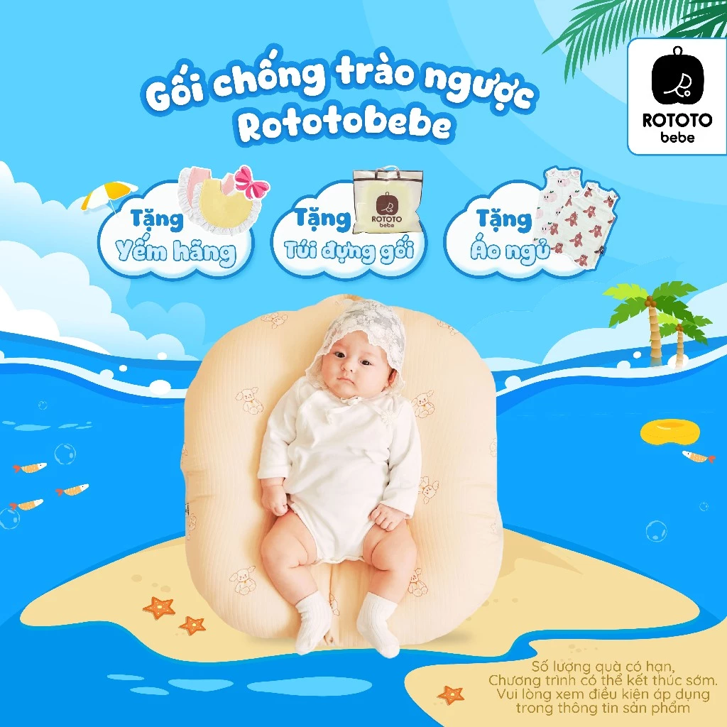 Gối chống trào ngược cho bé ruột chữ C nhập khẩu chính hãng ROTOTO BEBE