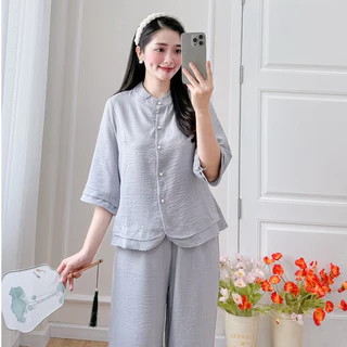 Đồ lam đi chùa pháp phục bigsize set đũi ấn cổ tàu cánh tiên của đồ lam Phúc Tâm