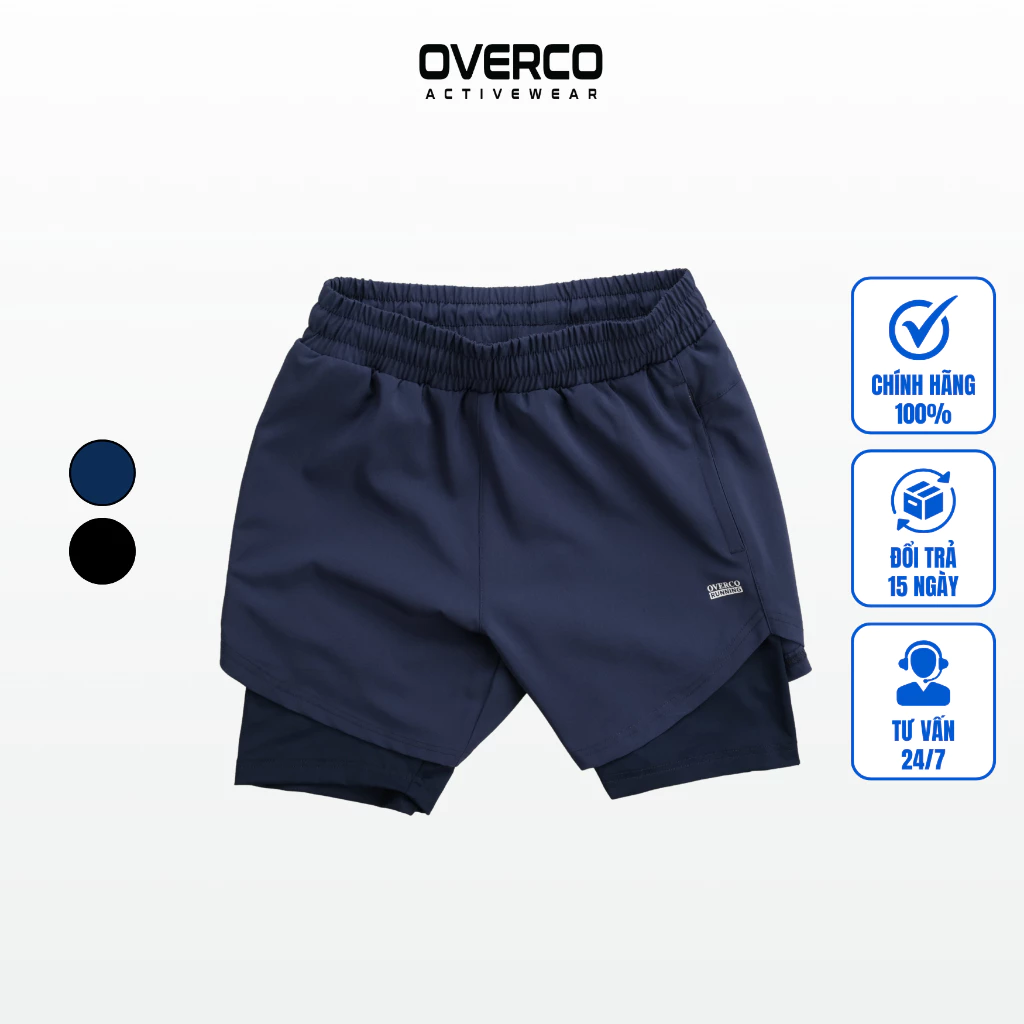 Quần Short Thể Thao Nam 2 Lớp Chạy Bộ Tập Gym Vải Dù Thoáng Mát - OVERCO - OVQ010